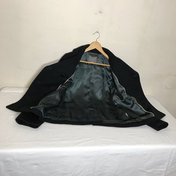 J. Crew Size 4 Black Peacoat Wool by Nello Gori Double Breasted 2 Pockets - Picture 4 of 13